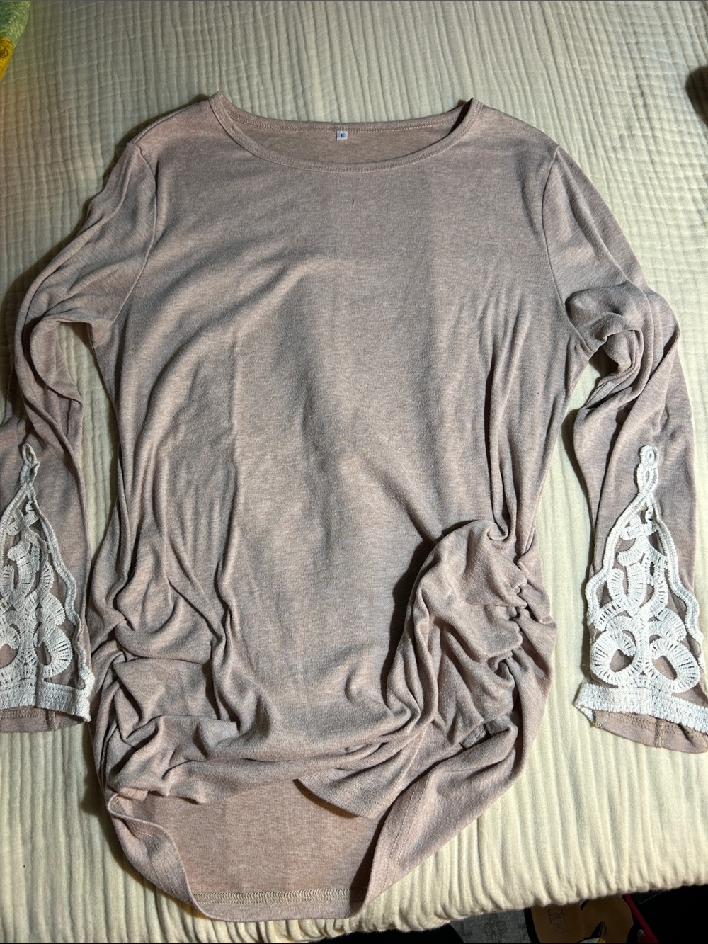 Women’s Long Sleeve Lace-Accent Top - Blush